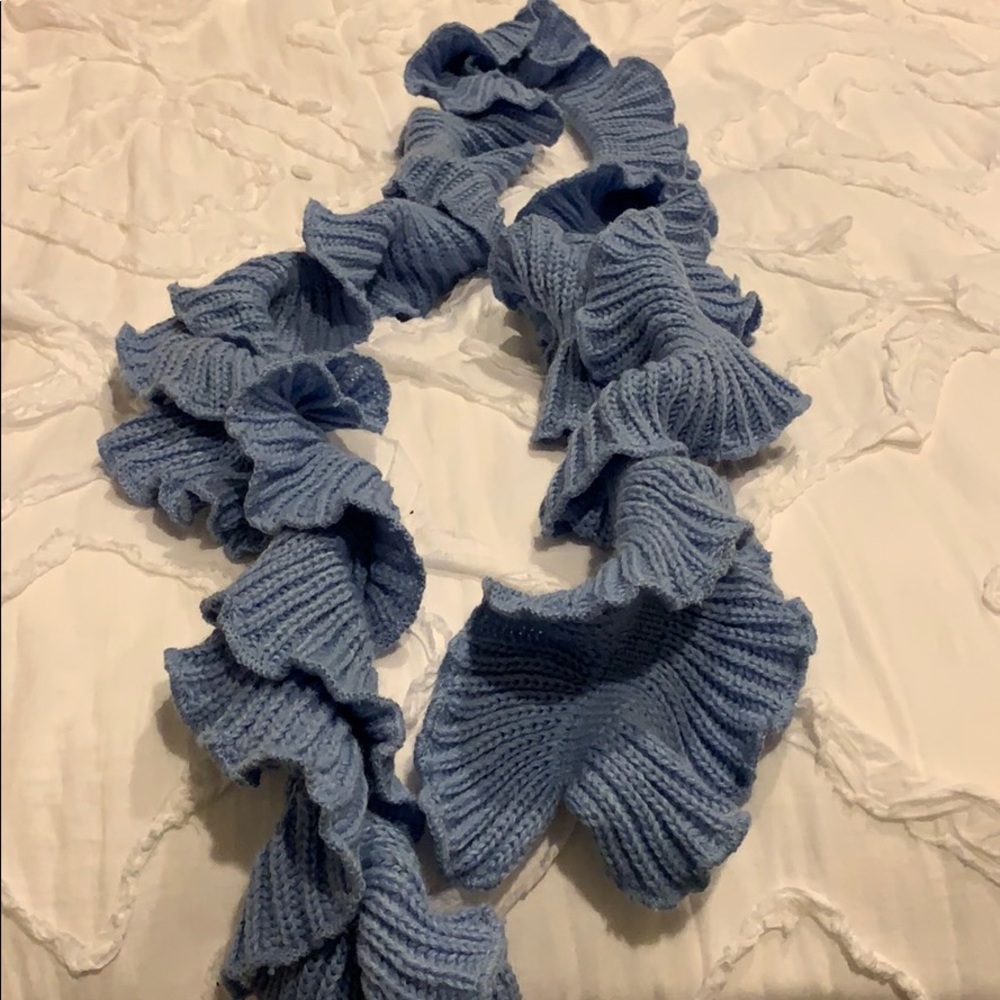 Blue knitted scarf